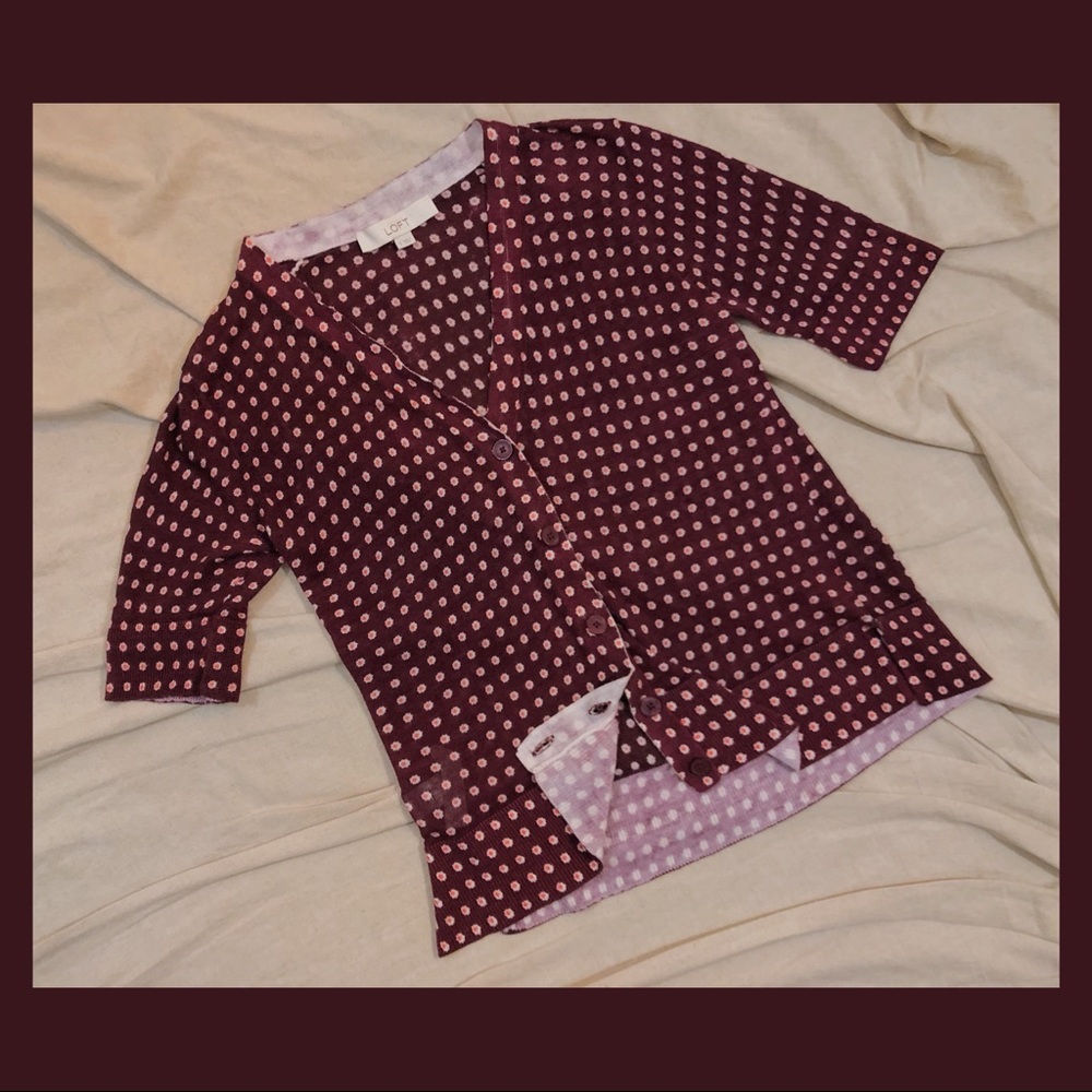 LOFT 3/4 Sleeve Button Up Cardigan